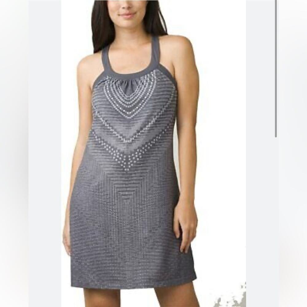 PrAna Cantine Gray Mini Dress Women’s Workout Strap Casual Stretchy Size Large